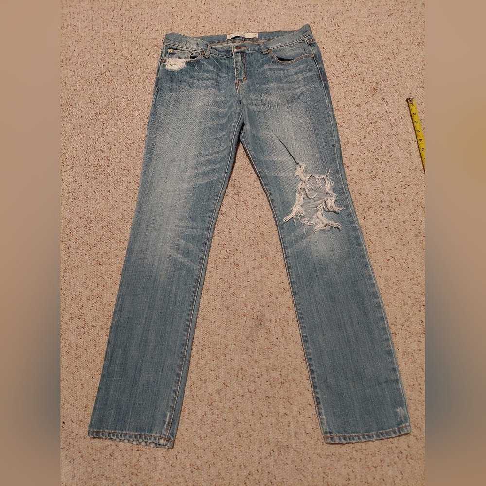Women's Distressed Blue Jeans Straigth Leg Abercrombie Y2k Vintage Model ERIN - Picture 3 of 13